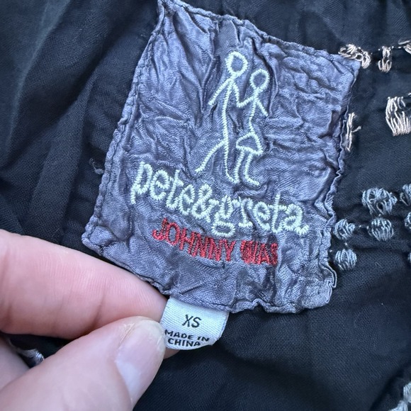 Johnny Was Pete & Greta Black Embroidered‎ Short Sleeve Size XS Oversized Cotton - Picture 4 of 7